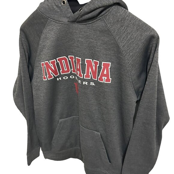 Indiana Hoosiers Pullover Hooded Sweatshirt Size Large Embroidered Charcoal - Picture 2 of 6